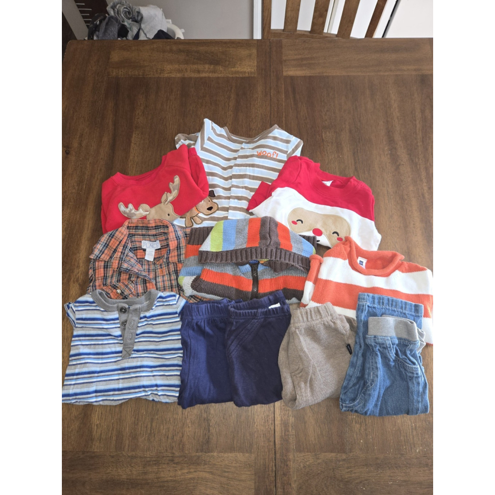Lot of 11 Baby Boy clothes 6-9 and 9 month Winter Fall, Santa, Sweaters